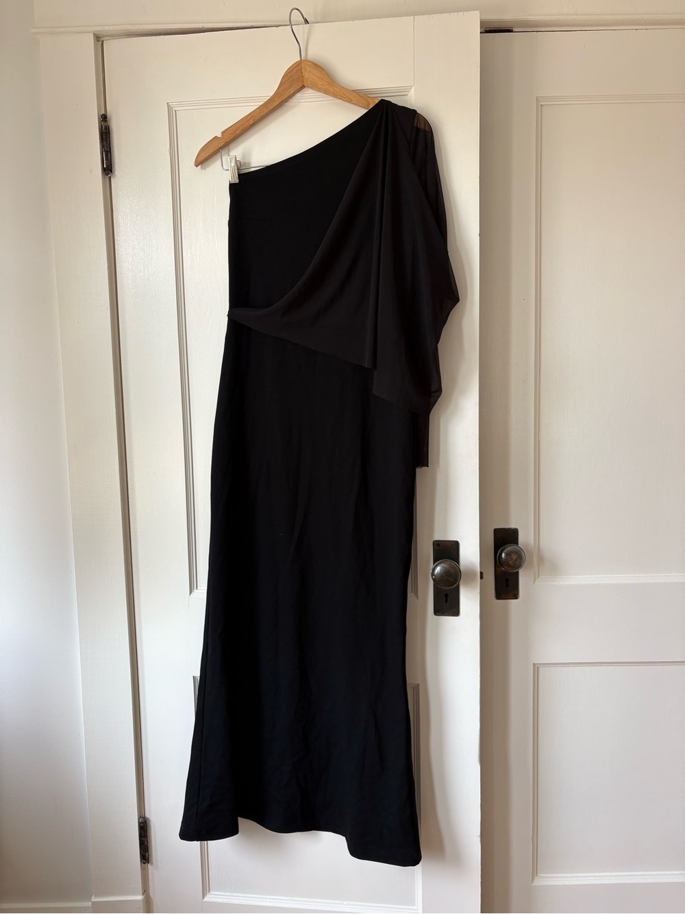 MARELLA Black One-Shoulder Draped Maxi Dress